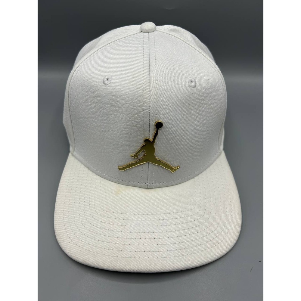 Air Jordan Hat Men‎ White Cement Elephant Metal Logo Jumpman Snap Back Cap